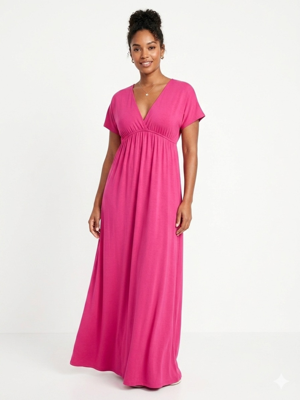 Weekenders Fuchsia V-Neck Maxi Dress